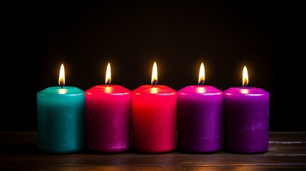 Obraz na płótnie Canvas Candles Marking Celebration: Advent, Christmas, Festive Glow and Tradition in Dark Background