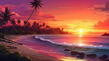 Beach background painting, holidays