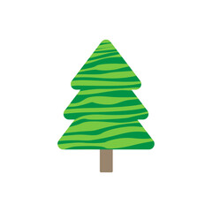 New Year tree in animal coloring. Green color. Vector drawing in flat style