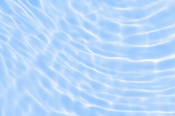 Abstract transparent water shadow surface texture natural ripple on blue background