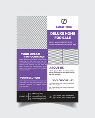 Real estate modern flyer design template, property sale leaflet vector file A4 size