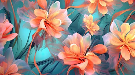 Abstract Retro Flowers Background, Floral Background