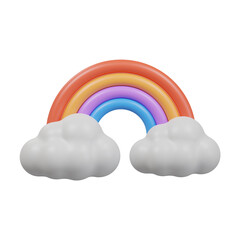 Fototapeta premium 3d colorful rainbow with cloud icon.