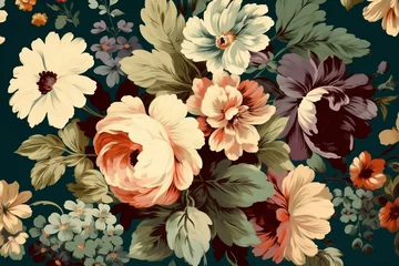 Poster Gorgeous retro wallpaper with floral bunch, perfect for digital backgrounds and floral prints. Generative AI © Harlow