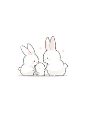 Fototapeta premium Clip art of rabbit family | generative AI