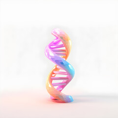 Colorful 3D DNA model on white background. generative ai.