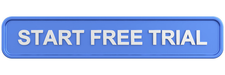 Start free trial button. 3D illustration.