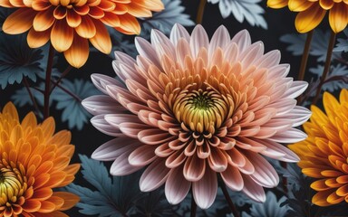 Beautiful Charcoal chrysanthemum flower autumn vivid background