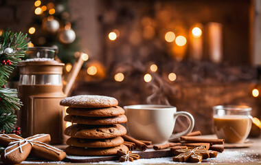 Obraz na płótnie Canvas christmas cookies and coffee