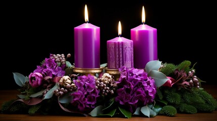 Obraz na płótnie Canvas Advent Candle Lighting Ceremony and Wreath Symbolism for Seasonal Celebrations