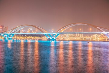 Night View of Guangya Bridge in Liuzhou, Guangxi Zhuang Autonomous Region, China, Asia