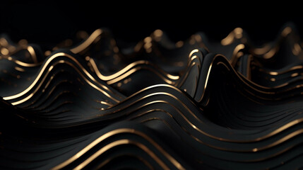 Luxurious Gold and Black Wavy Metallic Background