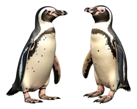 African penguin isolated on transparent or white background, PNG
