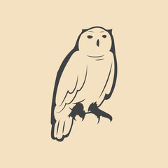 Retro snow owl Bird vector Stock Illustration