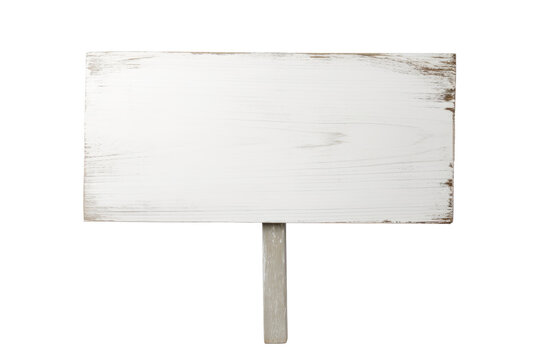 White wooden sign post isolated on transparent or white background, PNG