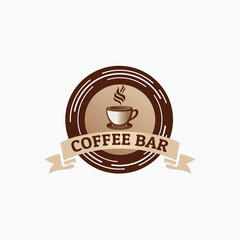 coffee bar, coffee shop badge, stamp, label logo design template