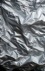 Wrinkled plastic wrap texture on a silver background - obrazy, fototapety, plakaty