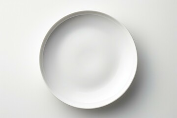 Blank dish on white surface. Top-down perspective. Generative AI