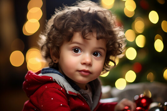 Fantasy portrait of a cute child with fairy lights generative AI picture