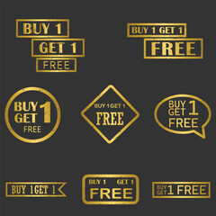 Set of buy 1 get 1 golden rubber grunge stamp seal, collection of gold buy one get one stamp