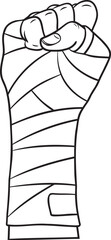 outline vector drawing of a woman's fist with boxing bandage