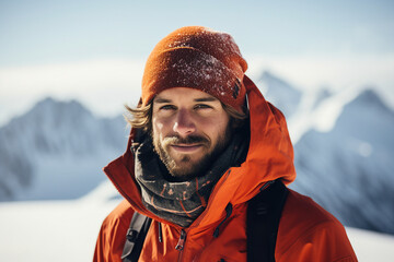 Generative AI Young people sports fans snowboarding climbing up down mountain resort christmas time