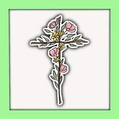Floral cross in a frame
