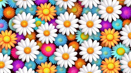 colorful 3d rendered daisy flowers
