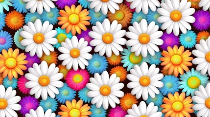Schilderijen op glas colorful 3d rendered daisy flowers © Ai Expert