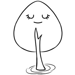 Isolated doodle tree with leaves cartoon style