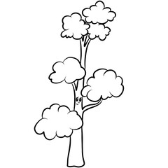 Isolated doodle tree with leaves cartoon style