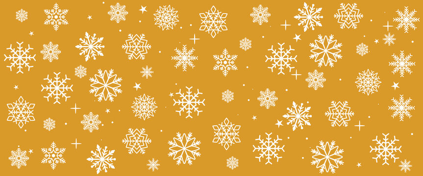 Christmas vector background with white snowflakes and stars on isolated background. Vector