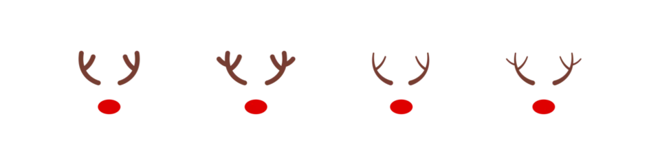 Muurstickers Reindeer antlers and nose vector icon set. Chritmas decoration. Festive simple flat deer mask. © Pavlo