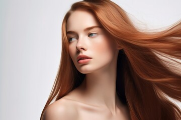 Fototapeta premium Young beautiful model with long straight hair