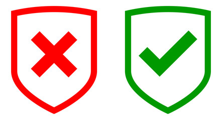 Shield icon vector with mark symbol. Design element.