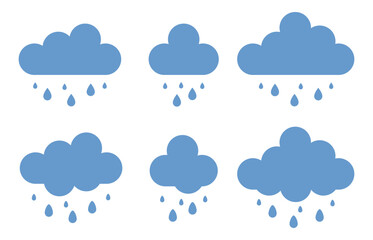 Obraz premium Rain weather icon set. Cloud vector in trendy flat style isolated on white background.