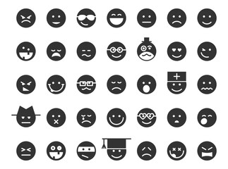 Big set smiles faces. Collection smile icon vector symbol. Smiley face cartoon character.