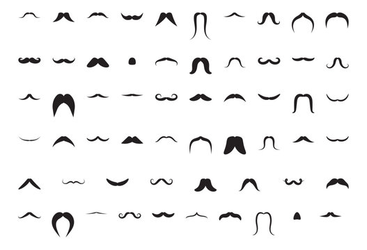 Different mustache vector icon set. Male symbol retro style.