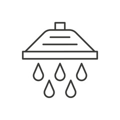 Shower bathroom real estate thin line art icon vector illustration. Bathe plumbing tool