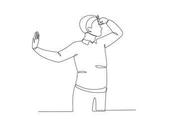 A man feeling depressed. Blue Monday one-line drawing
