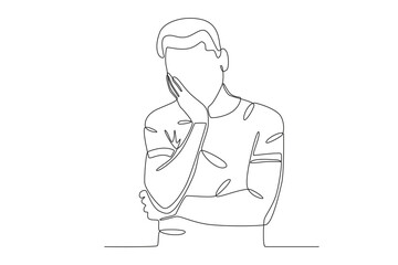 A man was gloomy. Blue Monday one-line drawing