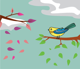 vector tree branches in spring when the birds arrive.