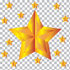 christmas star with stars, golden star on a transparent background