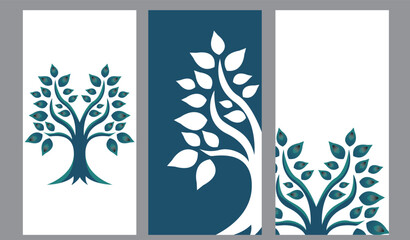 Book cover with vector illustration of tree branches in spring