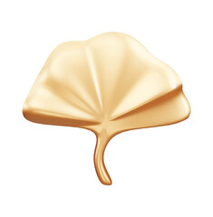 Golden ginkgo leaf 3d rendering illustration