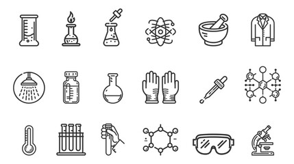 Large set of Chemistry lab and diagrammatic icons.