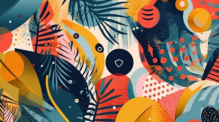 Abstract Hand drawn Tropical Exotic Background