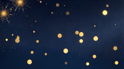 Obraz na płótnie Canvas Golden lights shine particles bokey on navy blue background 