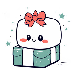 Cute christmas present vector illustration, christmas day, gift