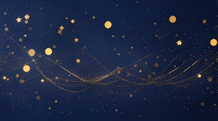Golden lights shine particles bokey on navy blue background 